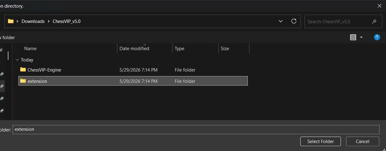 Select CHESSVIP folder
